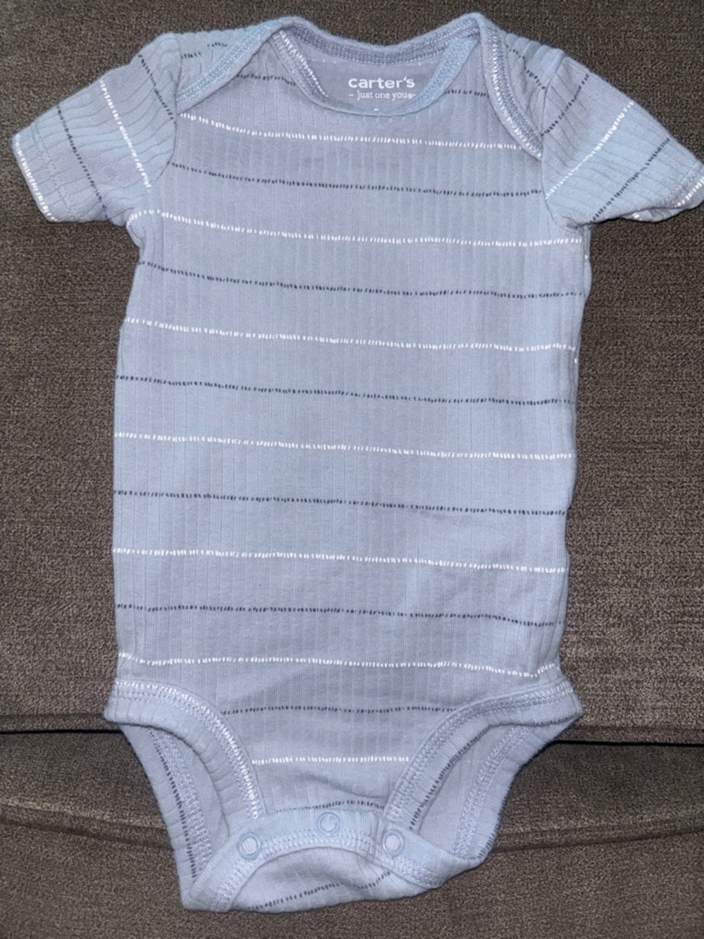 Carter's Light Blue Striped Short-Sleeve One-Piece